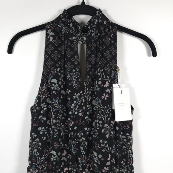 NWT TED BAKER LONDON Marcila Hazel High Neck Wide Leg Floral Jumpsuit Sz 1(S) - Picture 9 of 16